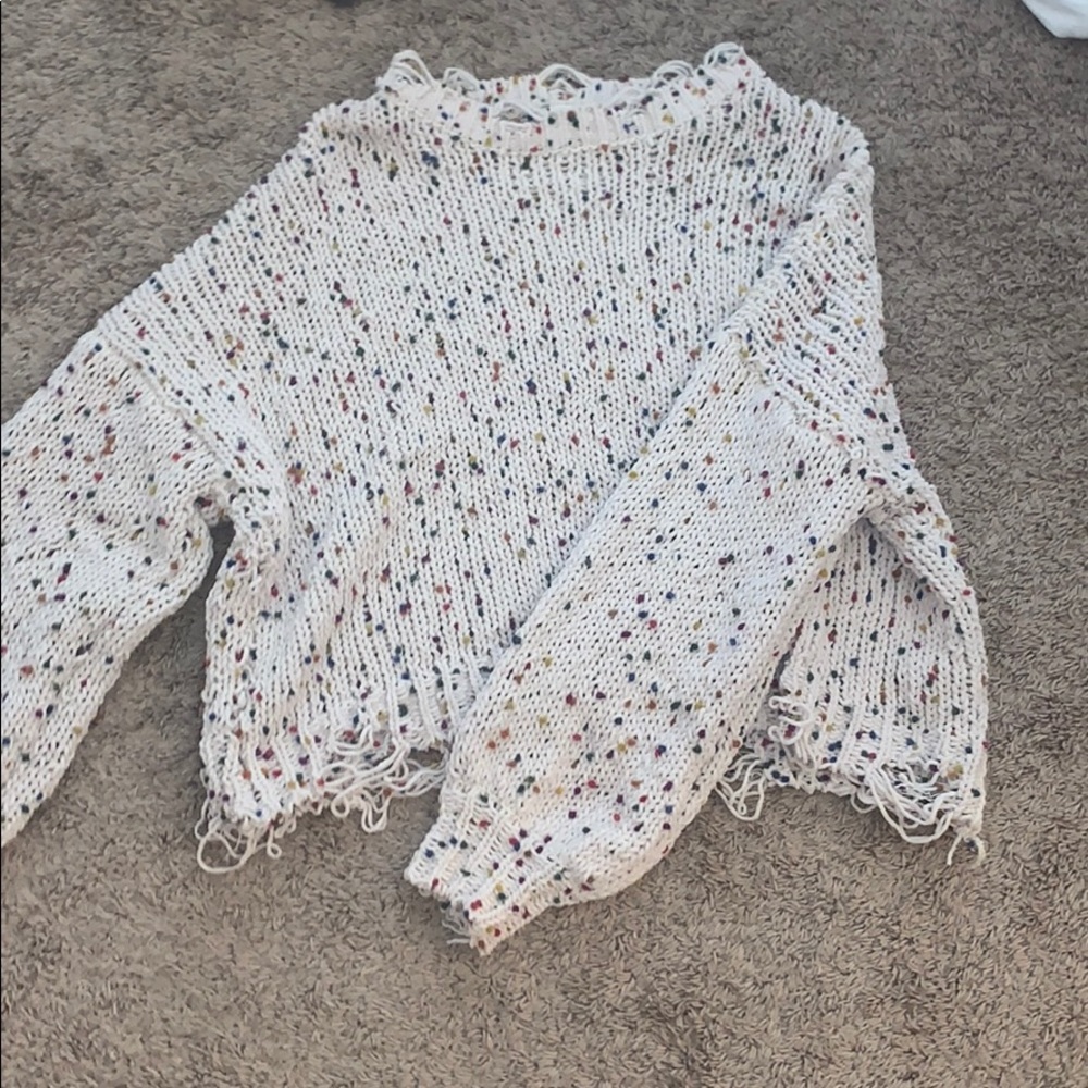 Boutique distressed confetti sweater!!